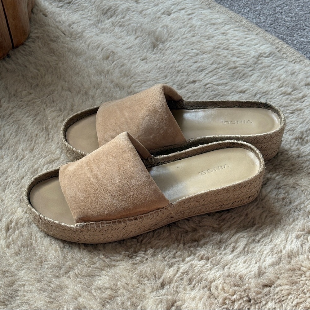 Vince Jesse Suede Slip-On Platform Sandal Size 7